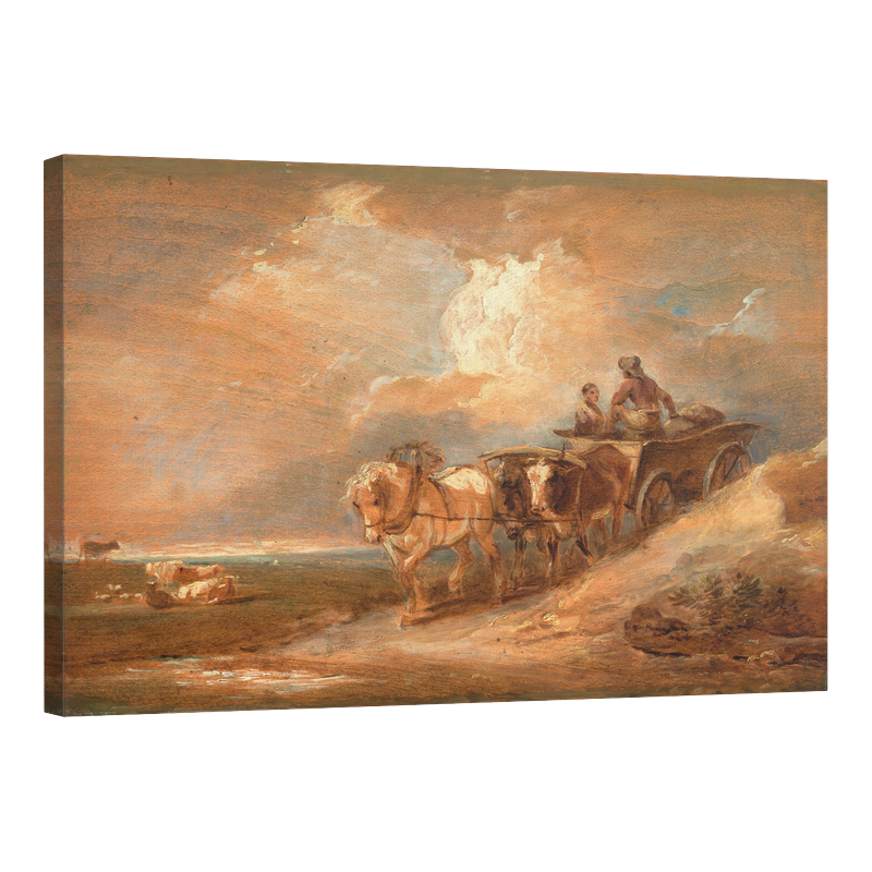 Пейзаж с кон и волове теглещи каруца